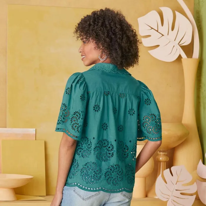 Women Rosalie Eyelet Top Petite Teal Sundance Catalog Petite Styles Women Rosalie Eyelet Top Petite Teal Sundance Catalog Petite Styles