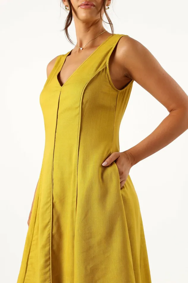 Women Rubes Mini Dress Mustard Linen Dresses Petal and Pup