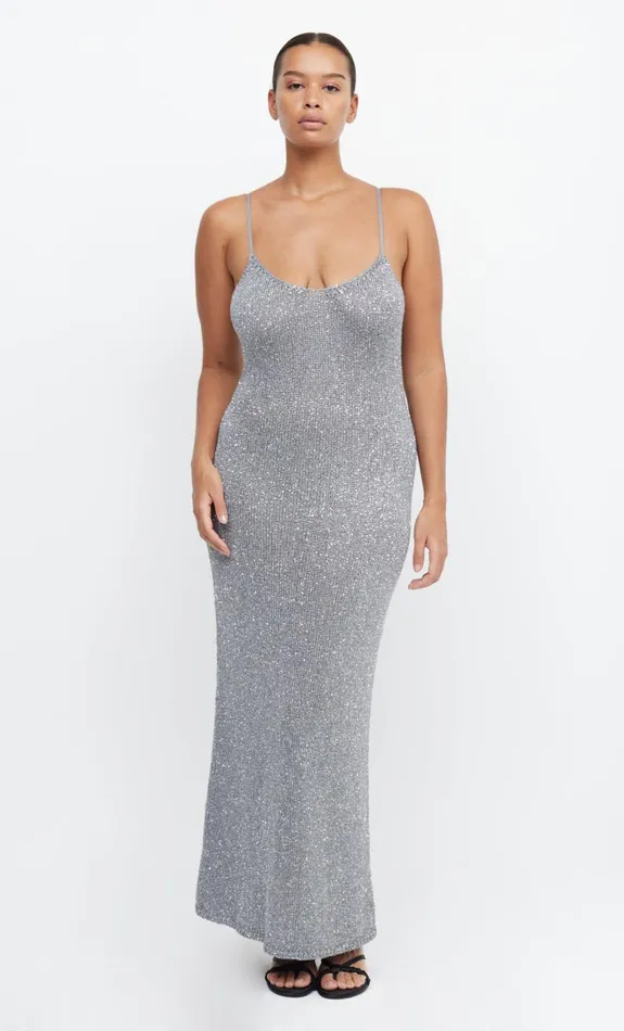 Women SADIE SEQUIN KNIT SLIP DRESS 8211 CHARCOAL Bec Bridge Wedding Guest
