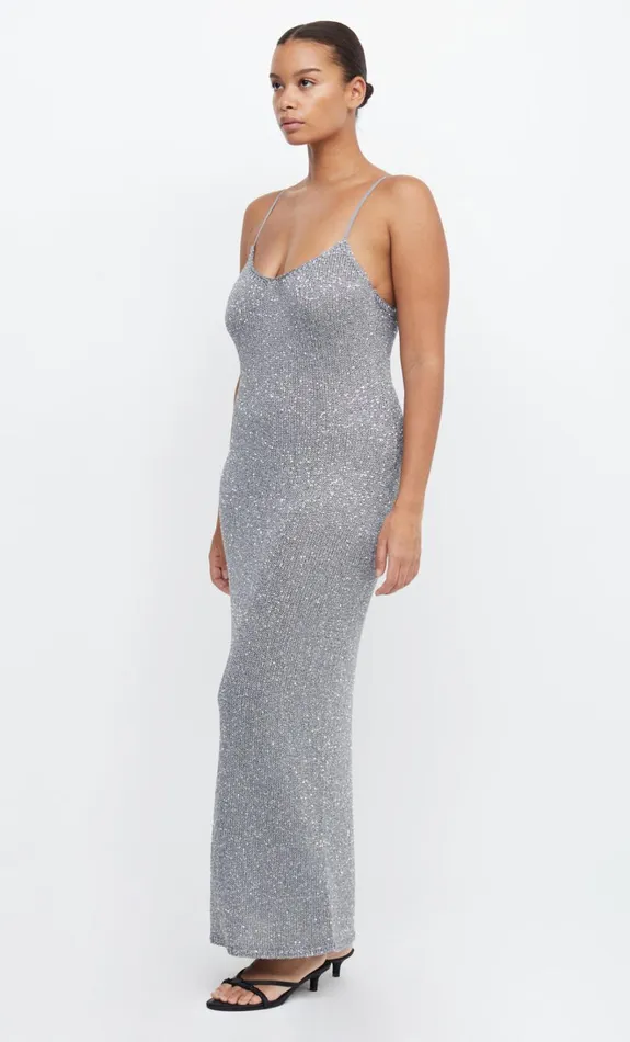 Women SADIE SEQUIN KNIT SLIP DRESS 8211 CHARCOAL Bec Bridge Wedding Guest