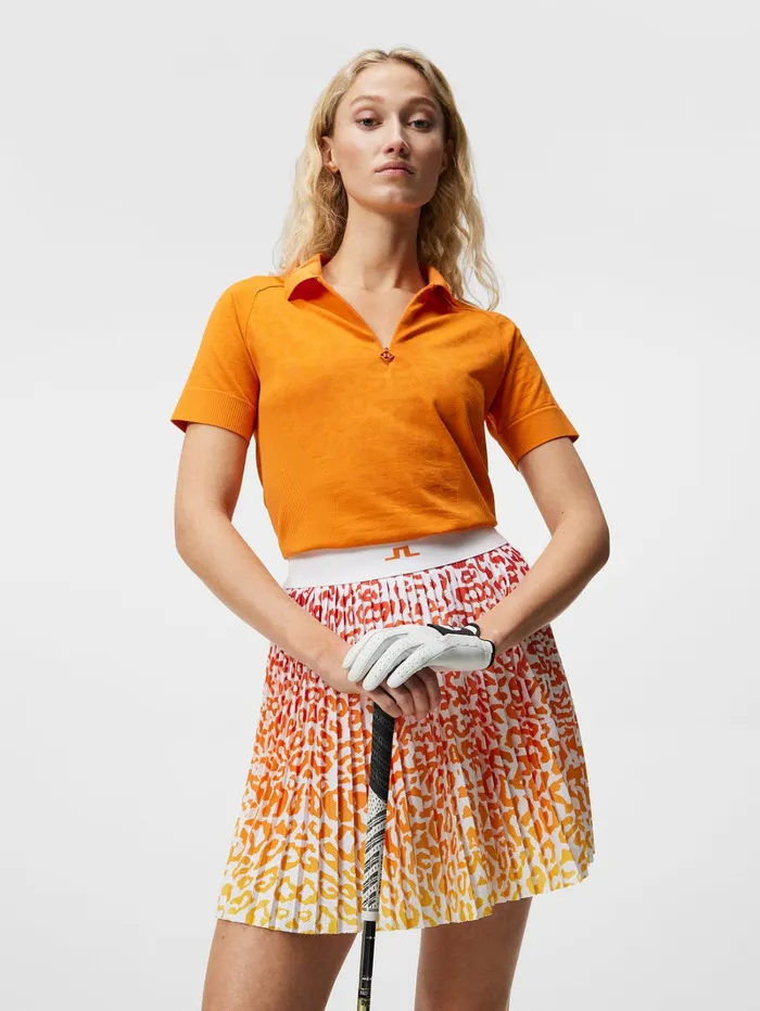 Women Sadine Seamless Polo Russet Orange JLindeberg Polo Shirts