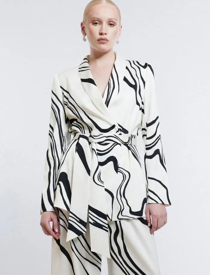 Women Salome Belted Blazer Gardenia Combo BCBG Suiting
