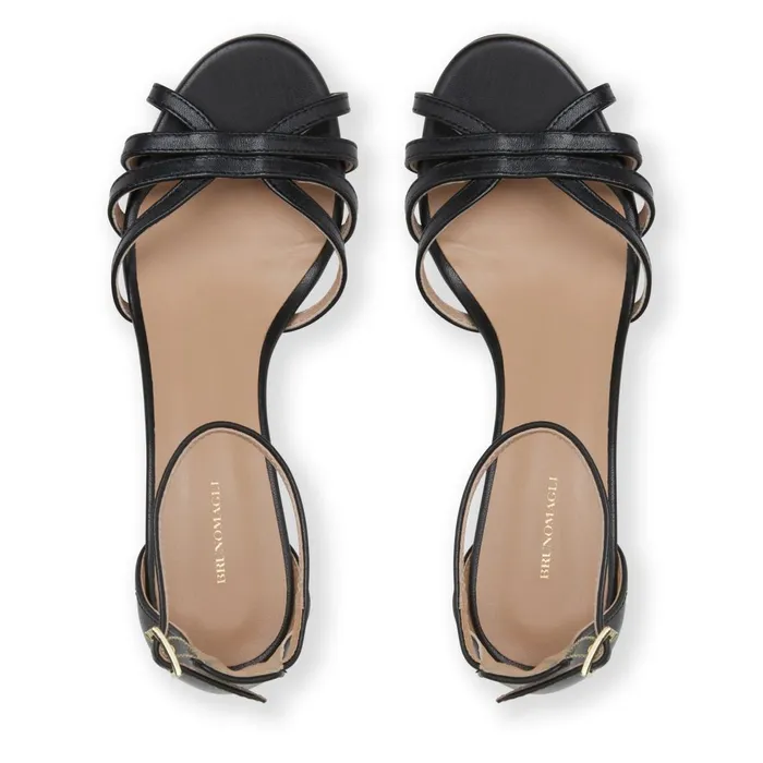 Women Sandals and Slides Bruno Magli FELICITY Strapped Sandal Low Heel BLACK