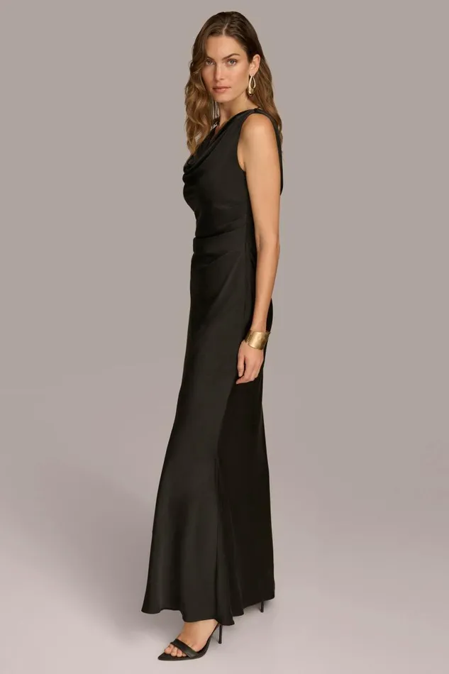 Women SATIN COWL NECK GOWN Black Donna Karan New York Dresses And Jumpsuits Women SATIN COWL NECK GOWN Black Donna Karan New York Dresses And Jumpsuits