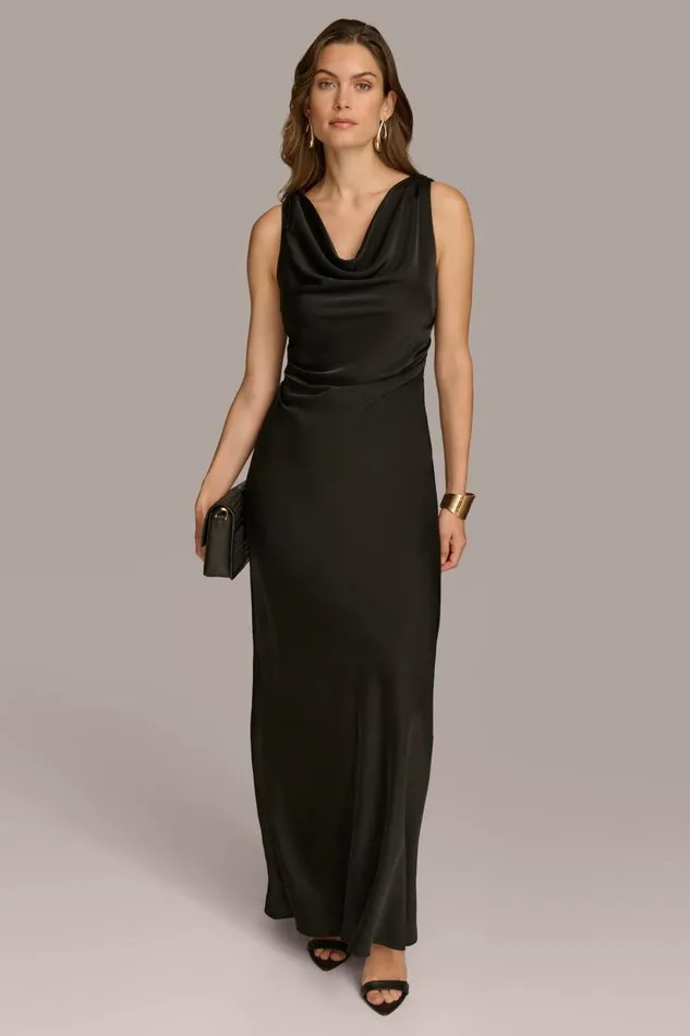 Women SATIN COWL NECK GOWN Black Donna Karan New York Dresses And Jumpsuits Women SATIN COWL NECK GOWN Black Donna Karan New York Dresses And Jumpsuits
