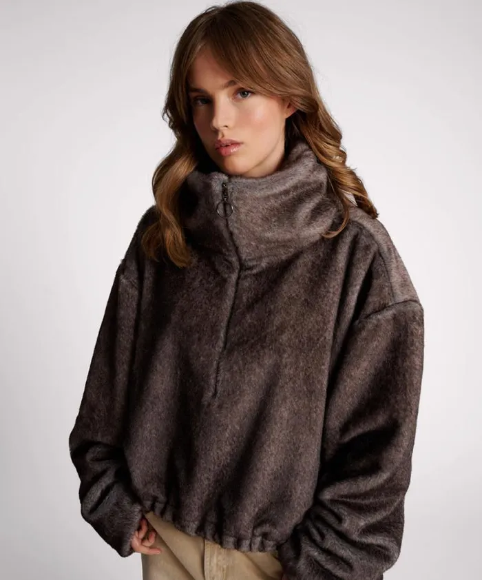 Women SAUVAGE FAUX FUR CROPPED PULLOVER JACKET One Teaspoon Jackets