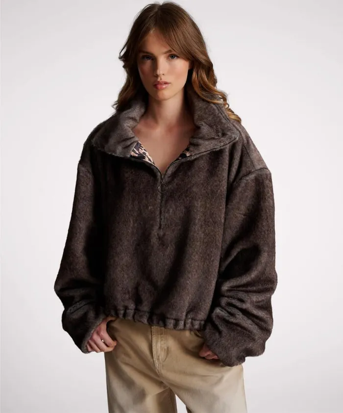 Women SAUVAGE FAUX FUR CROPPED PULLOVER JACKET One Teaspoon Jackets Women SAUVAGE FAUX FUR CROPPED PULLOVER JACKET One Teaspoon Jackets