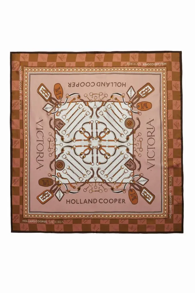 Women Scarves Holland Cooper Victoria Silk Scarf Camel
