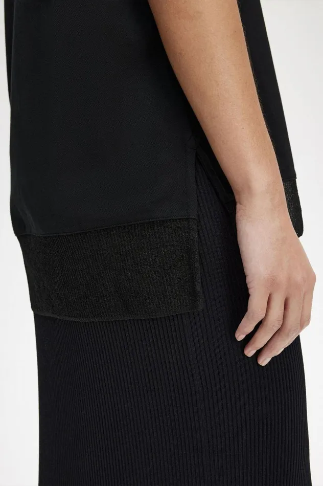 Women Sheer Trim Piqu TShirt Black Fred Perry TShirts and Tops