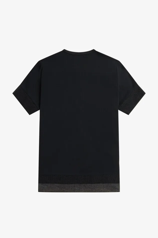 Women Sheer Trim Piqu TShirt Black Fred Perry TShirts and Tops