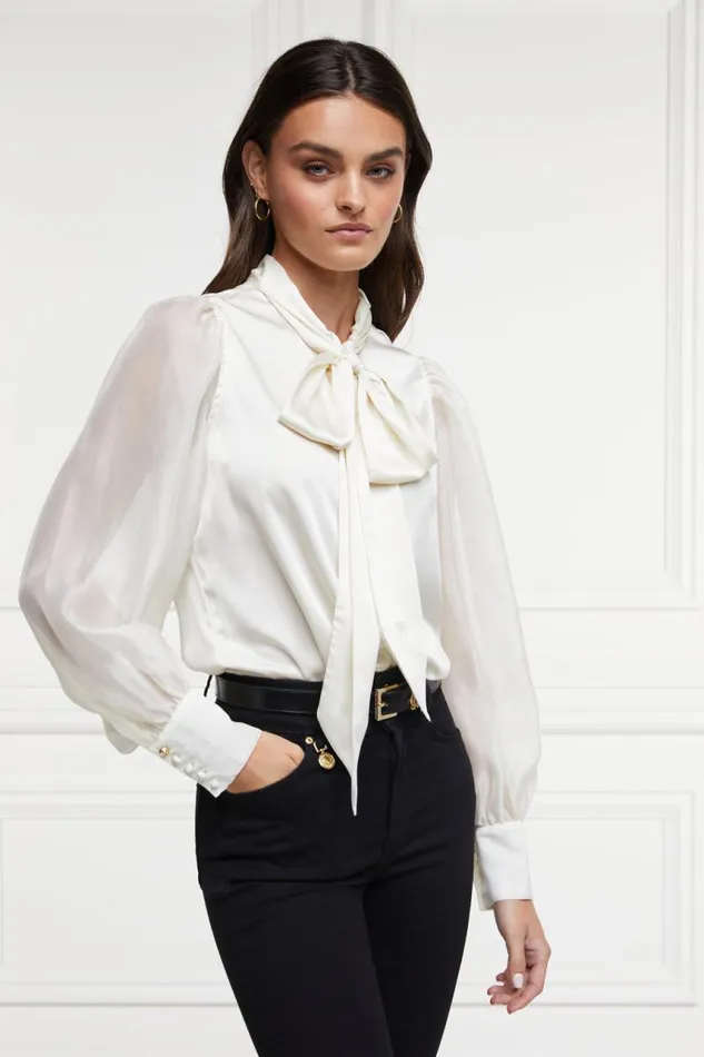 Women Shirts and Blouses Holland Cooper Ariella Blouse Oyster Women Shirts and Blouses Holland Cooper Ariella Blouse Oyster
