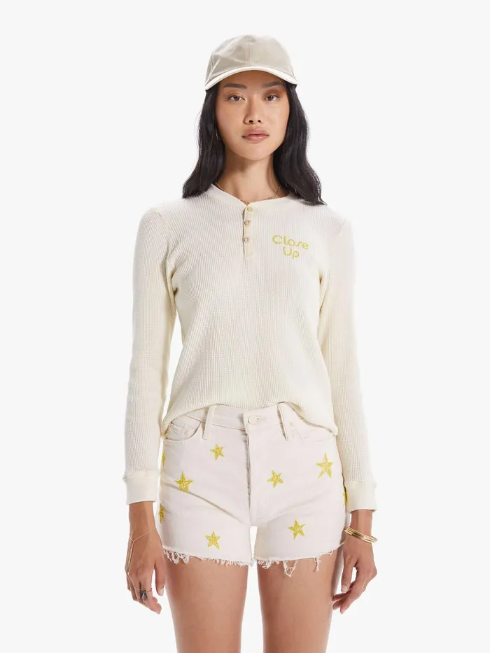 Women Shirts Mother Denim The LS Goodie Henley Natural