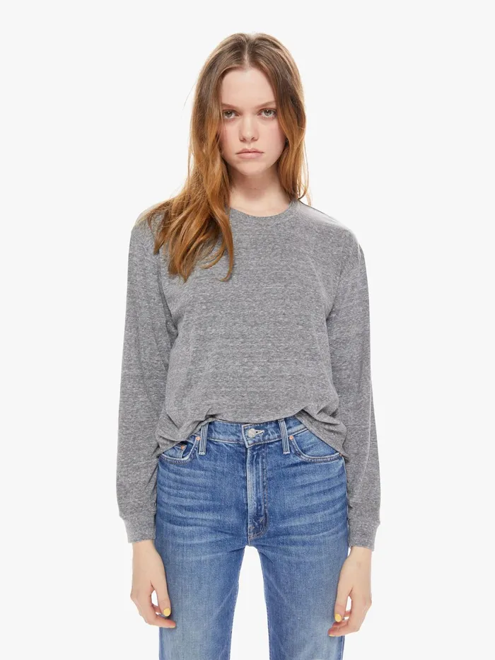 Women Shirts Mother Denim The LS Slouch Cut Off Heather Grey