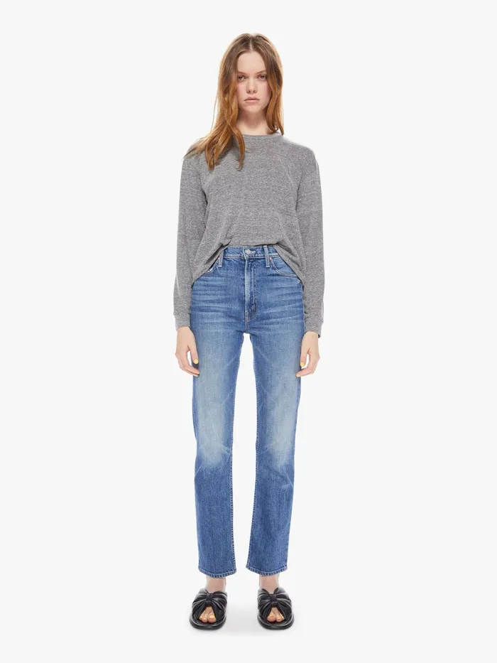 Women Shirts Mother Denim The LS Slouch Cut Off Heather Grey