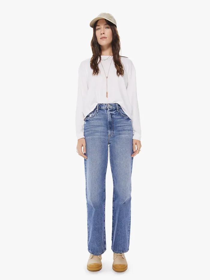 Women Shirts Mother Denim The LS Slouchy Cut Off White