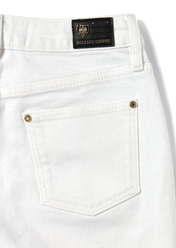 Women Shorts Holland Cooper High Rise Denim Short Optic White Women Shorts Holland Cooper High Rise Denim Short Optic White