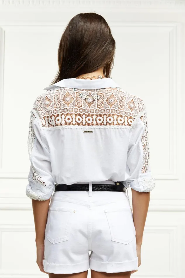 Women Shorts Holland Cooper High Rise Denim Short Optic White Women Shorts Holland Cooper High Rise Denim Short Optic White