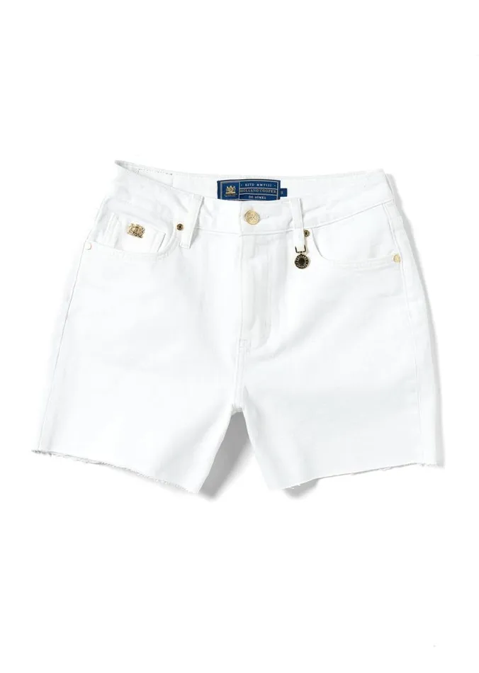 Women Shorts Holland Cooper High Rise Denim Short Optic White Women Shorts Holland Cooper High Rise Denim Short Optic White