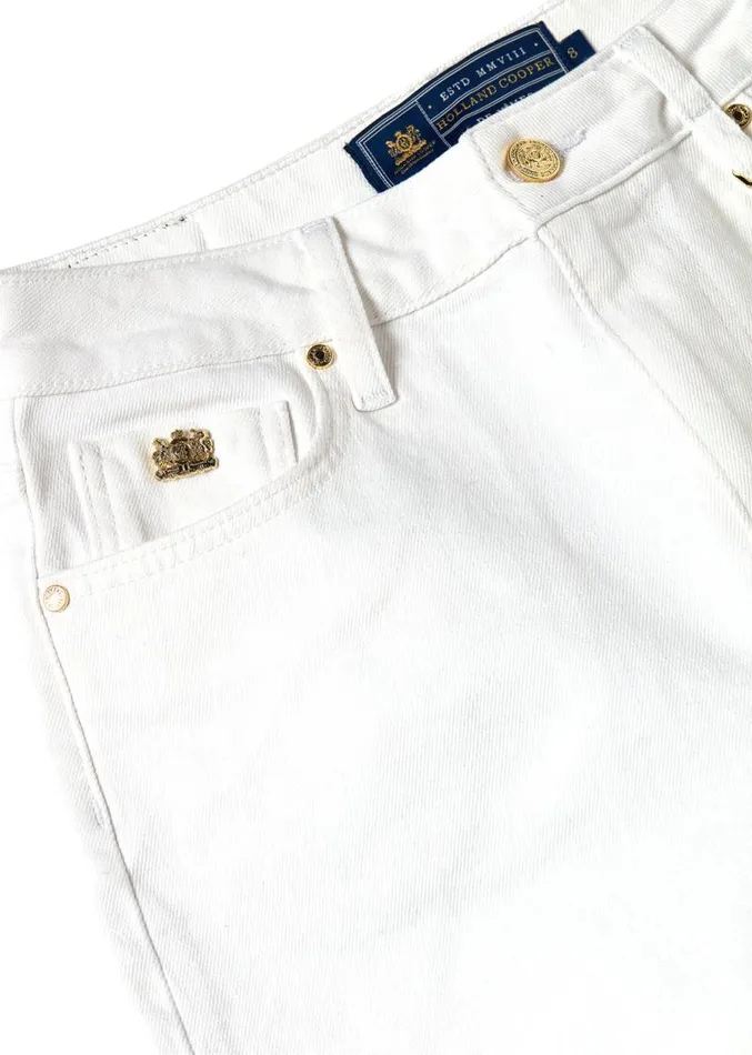 Women Shorts Holland Cooper High Rise Denim Short Optic White Women Shorts Holland Cooper High Rise Denim Short Optic White