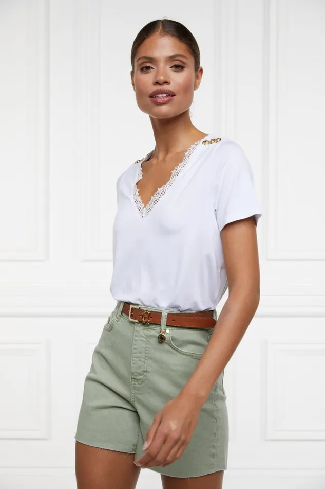 Women Shorts Holland Cooper High Rise Denim Short Sage Women Shorts Holland Cooper High Rise Denim Short Sage