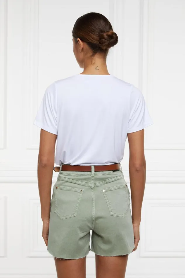 Women Shorts Holland Cooper High Rise Denim Short Sage Women Shorts Holland Cooper High Rise Denim Short Sage