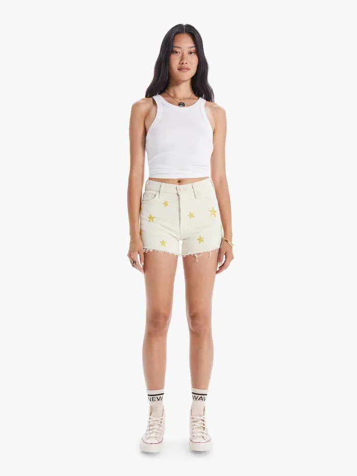 Women Shorts Mother Denim The Tomcat Kick Fray Short Natural