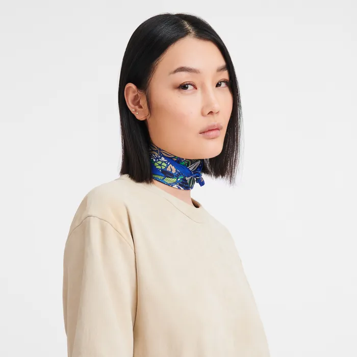 Women Silk Scarves Longchamp Fort Longchamp Silk scarf 50 Bright BlueBright BlueBright Blue