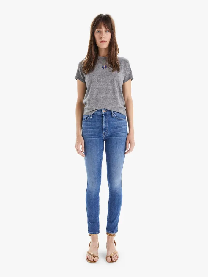 Women Skinny Mother Denim High Waisted Double Looker Hover Medium Blue