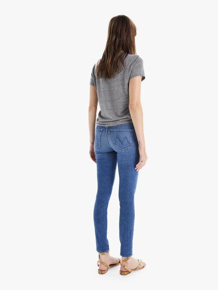Women Skinny Mother Denim High Waisted Double Looker Hover Medium Blue