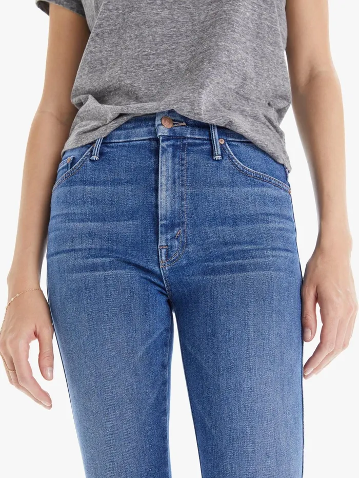 Women Skinny Mother Denim High Waisted Double Looker Hover Medium Blue