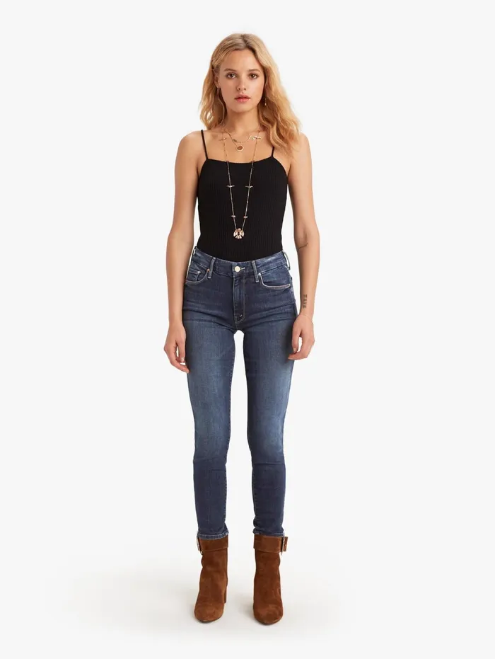 Women Skinny Mother Denim The Looker Crop Blue