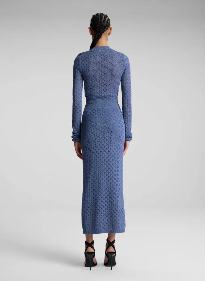 Women Skirts ALC Addison Pointelle Knit Skirt Steel Blue