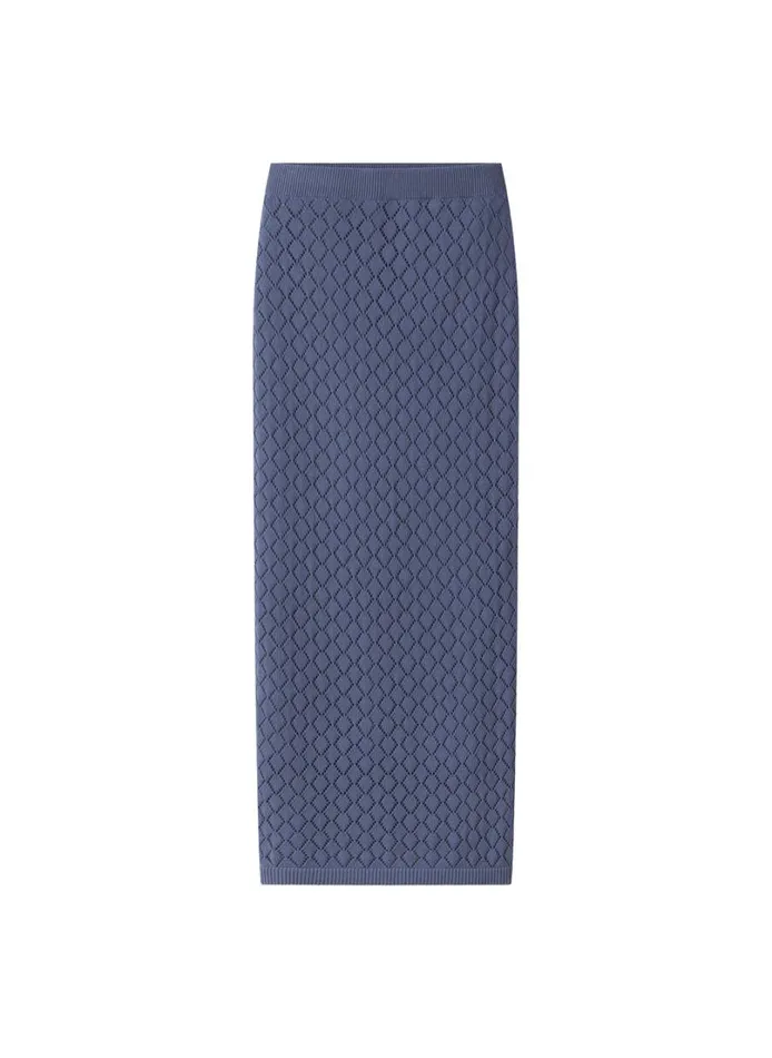 Women Skirts ALC Addison Pointelle Knit Skirt Steel Blue