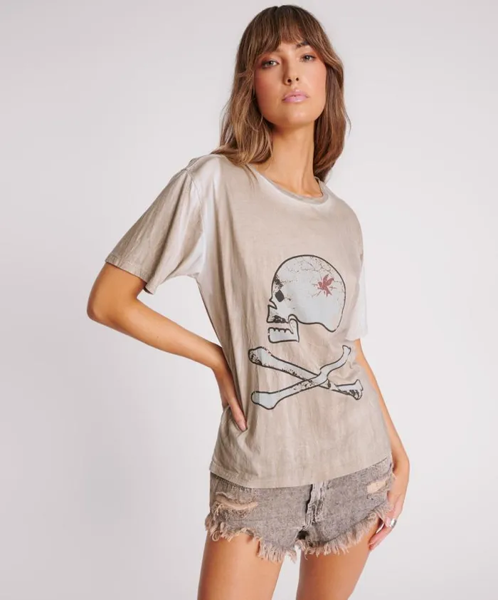 Women SKULL AND BONES BOYFRIEND TEE One Teaspoon Tees and Tanks
