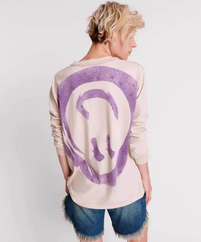 Women SMILEY VIOLET LONG SLEEVE TEE One Teaspoon Tees and Tanks Women SMILEY VIOLET LONG SLEEVE TEE One Teaspoon Tees and Tanks