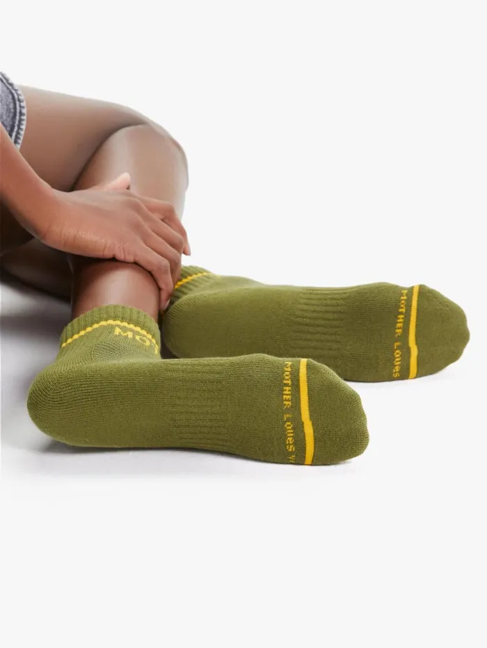 Women SocksLaces Mother Denim Baby Steps Ankle Medium Green