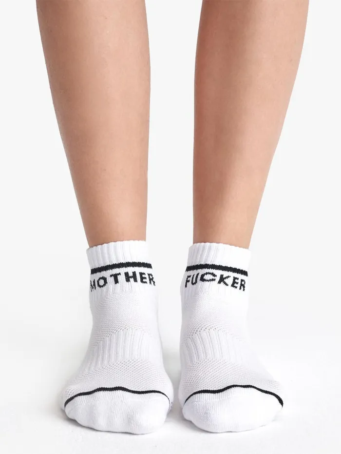 Women SocksLaces Mother Denim Baby Steps Ankle White