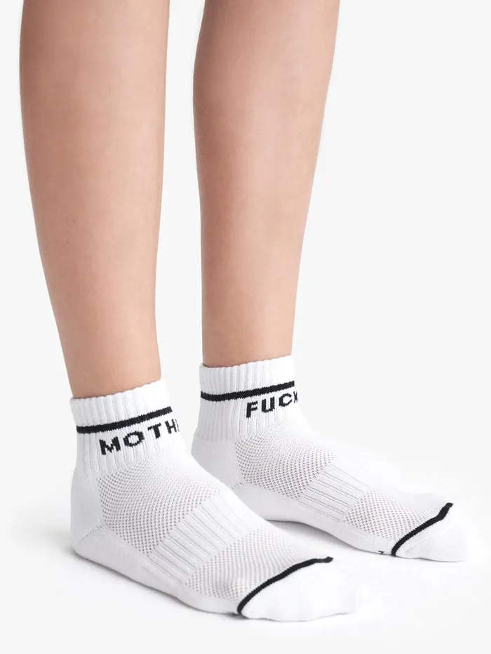 Women SocksLaces Mother Denim Baby Steps Ankle White