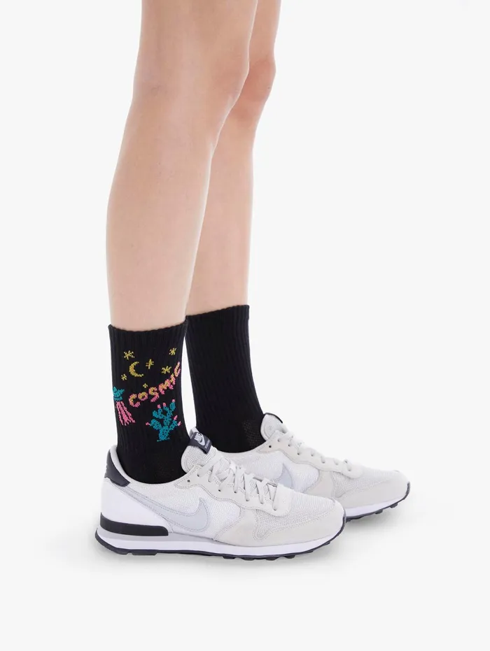 Women SocksLaces Mother Denim Baby Steps Black