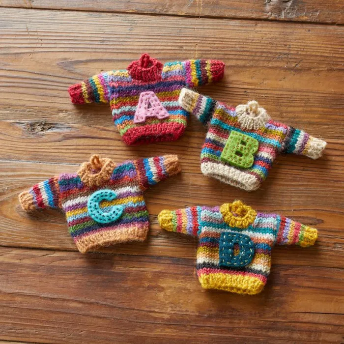 Women Striped Initial Sweater Ornament Sundance Catalog Decor