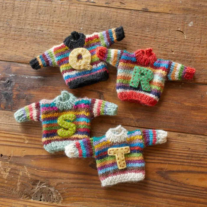 Women Striped Initial Sweater Ornament Sundance Catalog Decor Women Striped Initial Sweater Ornament Sundance Catalog Decor