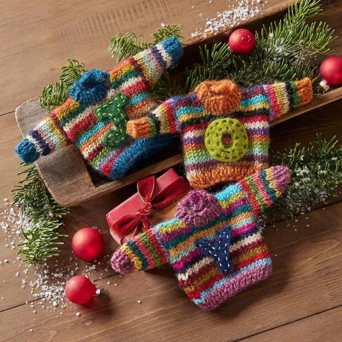 Women Striped Initial Sweater Ornament Sundance Catalog Decor Women Striped Initial Sweater Ornament Sundance Catalog Decor