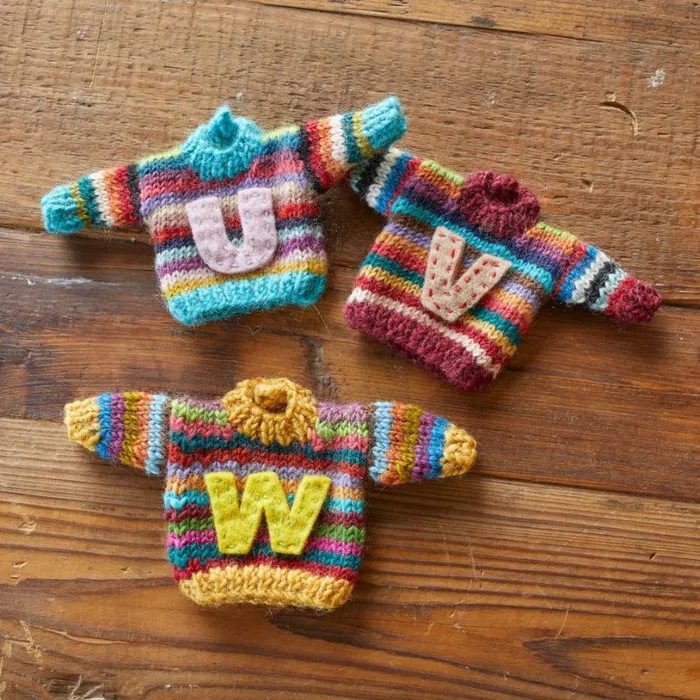 Women Striped Initial Sweater Ornament Sundance Catalog Decor Women Striped Initial Sweater Ornament Sundance Catalog Decor