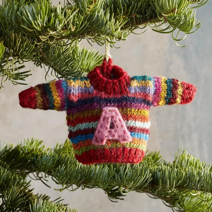 Women Striped Initial Sweater Ornament Sundance Catalog Decor Women Striped Initial Sweater Ornament Sundance Catalog Decor