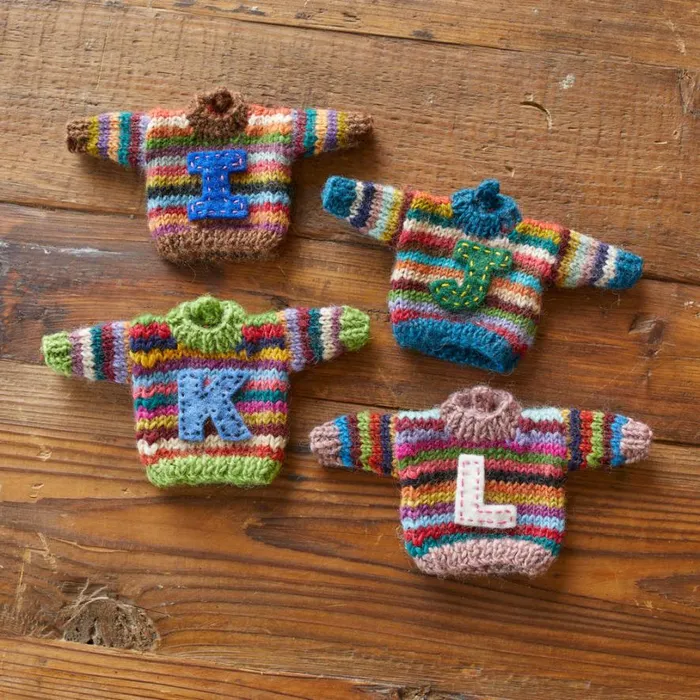Women Striped Initial Sweater Ornament Sundance Catalog Decor Women Striped Initial Sweater Ornament Sundance Catalog Decor