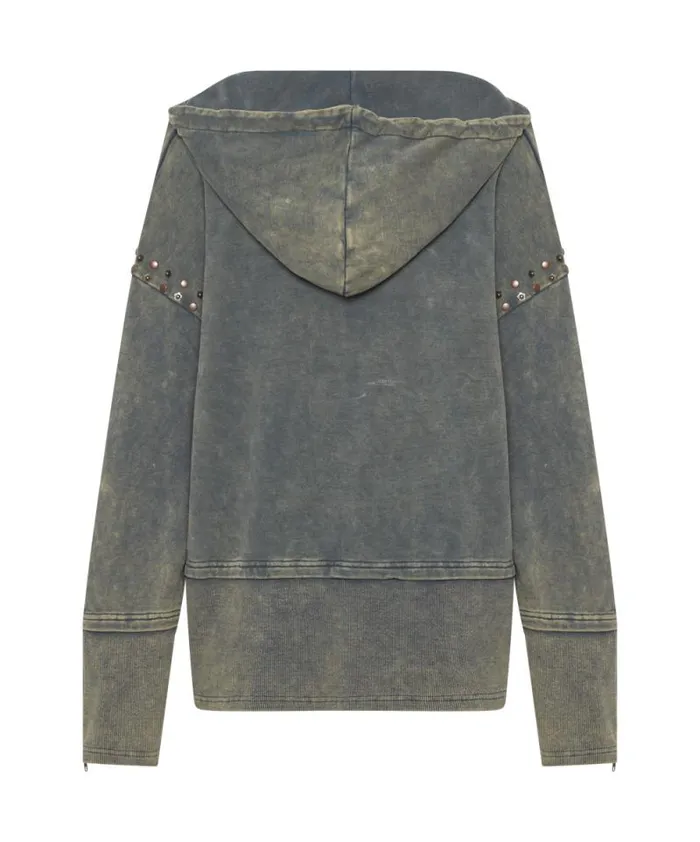 Women STUDDED TRACK WARM UP HOODY One Teaspoon Hoodies And Sweats Women STUDDED TRACK WARM UP HOODY One Teaspoon Hoodies And Sweats