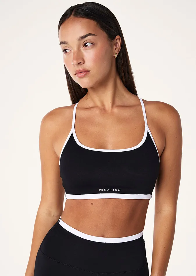 Women StudioSoft PE Nation FUNDAMENTAL SPORTS BRA IN BLACK