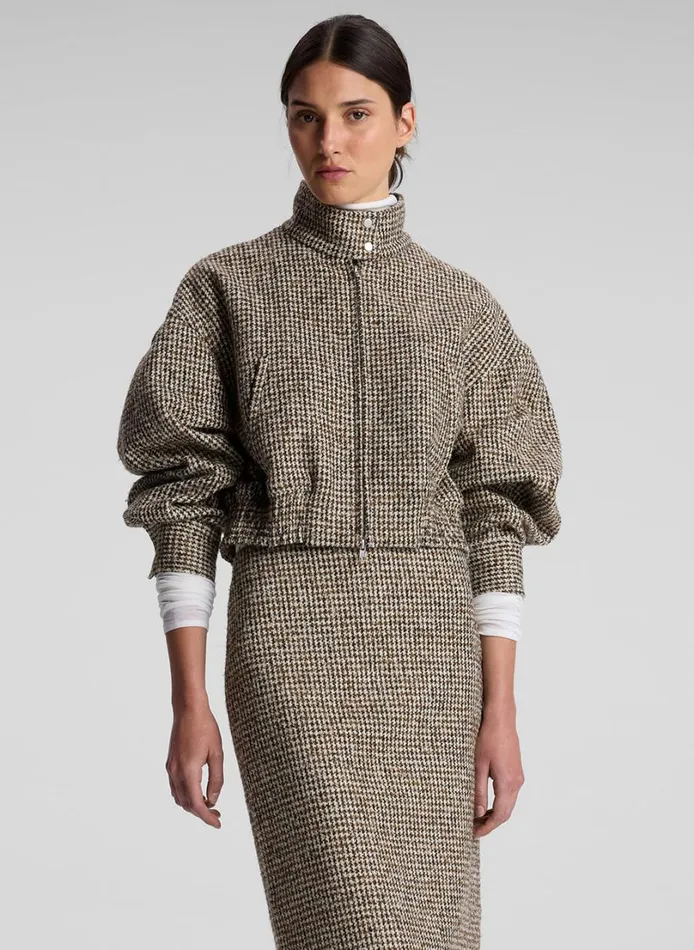 Women Suits ALC Harrison Tweed Houndstooth Jacket Creambrown