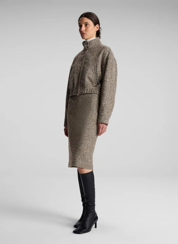 Women Suits ALC Harrison Tweed Houndstooth Jacket Creambrown