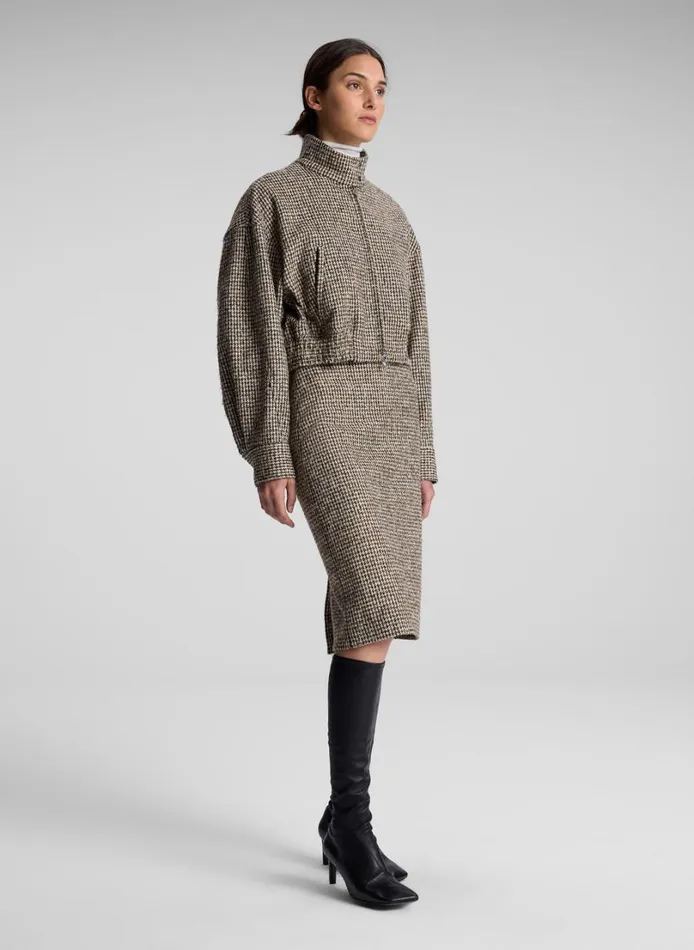 Women Suits ALC Harrison Tweed Houndstooth Jacket Creambrown
